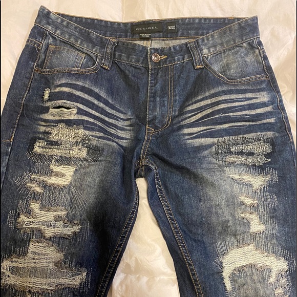 Men’s Distressed Slim Fit Decibel Jeans size 36/32 - Picture 2 of 8